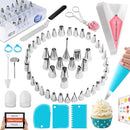 100PCs Piping Bags and Tips Set -48 Numbered Icing Tips, Cookie Cupcake, Cake Decorating Kit Baking Supplies Tools Cake Frosting Piping Tips, Reusable & Disposable Pastry Bags Icing Spatula & Smoother