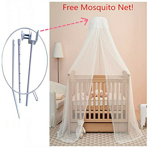 Baby Bed Canopy with Adjustable Clip-on Stand, Baby Crib Cot Net Tent, Hanging Dome Curtain Netting Mesh Bed Cover Net for Prevent Mosquito