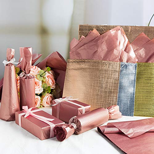 Whaline Rose Gold Tissue Paper Bulk, 100 Sheets Metallic Gift Wrapping Paper for Weddings, Birthday Party, Showers, Arts Crafts, DIY, Christmas