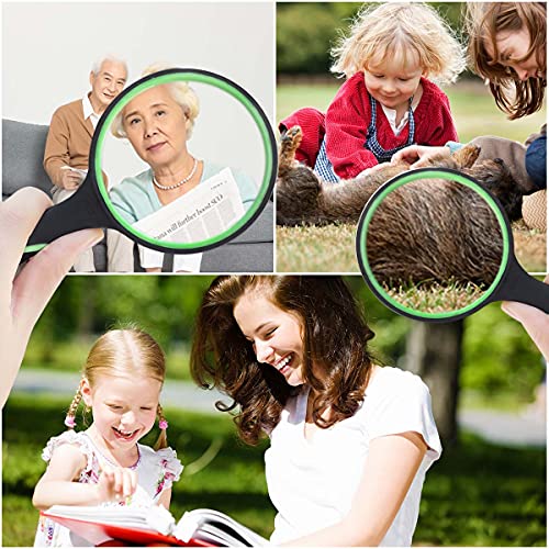 Shatterproof Magnifying Glass 10X Large Handheld Magnifying Glass for Seniors Kids 75mm Magnifying Lens with Non-Slip Rubber Handle Magnifier Glass for Reading Science Insect Hobby Observation