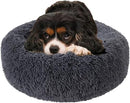 Dog Beds for Small Dogs, Washable Pet Bed for Cat Puppy Soft Round Fluffy Donut Self Warming Bed, Dog Calming Bed for Indoor, Dark Grey