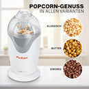 Clatronic PM 3635 Electric Popcorn Maker, Household Popcorn Machine, Quick Preparation with Portion Bowl, No Grease & Oil, 1200 Watt, White