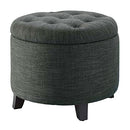 Convenience Concepts Designs4Comfort Round Storage Ottoman 19.75" - Versatile Contemporary Foot Stool for Living Room, Office, Gray Fabric