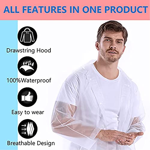 Rain Ponchos, 2 Pcs Rain Coats for Women Men, with Hood，Reusable EVA Rain Ponchos Raincoats.