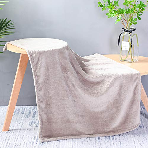 Ultra Soft Double Sided Microfiber Polyester Blanket for Extra Warmth in Bed, Luxury Light Weight Flannel Throw Perfect for Keep Warm snuggling on The Sofa Couch Chair (40"X50", Tan)