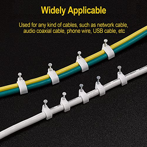 Cable Clips with Steel Nail in Cable Clips White 6mm Cord Organiser for Phone Wire, USB Cable Telephone Cable, Led Starlight, Print Cable, PC Accessories Electrical Equipment Cord Cable Management