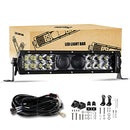 Auxbeam 12 Inch LED Light Bar 100W 12000LM Waterproof Dual Row LED Bar Lights Spot Flood Combo Off Road Lights LED Driving Work Lamp 5D PRO Lens with Wiring Harness for Cars Trucks Jeep ATV UTV Boats