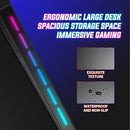 Luxsuite L Shaped Gaming Desk with Led Light Computer Racer Table Desktop Carbon Fiber 140CM Black