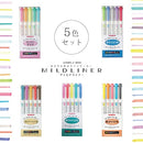 Zebra Highlighter Mildliner, 5 Bright Color Set (WKT7-5C-HC)