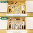 (Clear) - NIUBEE Acrylic Kitchen Drawer Organiser for Flatware and Utensils, Expandable Silverware Organiser and Cutlery Tray for Kitchen, Office,Bathroom Supplies, Clear 50cm