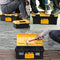 ZHJAN Tool Box set, 30cm + 41.5cm Large Tool Box, new PP material/double locking/with removable tray and small storage box, black/yellow
