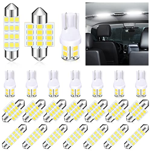 24 Pieces Dome Light LED Car Bulb Kit Set T10 31 mm 42 mm Festoon Bulbs Interior Replacement Bulbs for Car Map Door Courtesy(White)