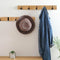 Coat Rack Wall Mounted Entryway Hanging Heavy Duty Wooden Clothes Hook Rack with 5 Folding Stout Hooks Space Saving Retractable Wall Hanger with Smooth Surfaces