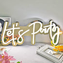 Let's Party Neon Sign for All Party Decoration,Gold Mirror Plate Led Neon Signs Party with Dimmable Switch for Bar Wall Decor Birthday Holiday 23x10Inch (White)