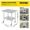 Mophorn Stainless Steel Catering Work Table 76(L) x60(W) x80(H) cm Commercial Work Table with 4 Wheels Commercial Food Prep Workbench with Flexible Adjustment Shelf for Kitchen Prep Table