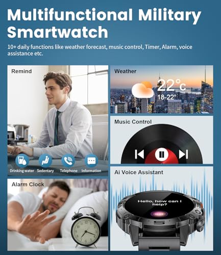 LIGE Smart Watch for Men, 1.43" AMOLED HD 360mAh Smartwatch with Bluetooth Call, Heart Rate/Sleep/Blood Oxygen Monitor, IP68 Waterproof 2 Straps Smart Watch Compatible with Android iPhone iOS Black
