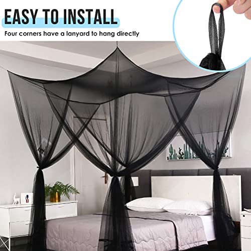 AUTOWT Mosquito Net for Double to King Size Bed Canopy - Mesh Square Mosquito Netting with 4 Openings & 4 Hanging Loops - Bed Curtains from Ceiling for Girls Room