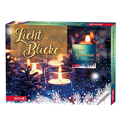 ROTH Candle Advent Calendar "Lichtblicke" 2023 Filled with Tea Lights and Book, Motif Candles Calendar for the Pre-Christmas Season