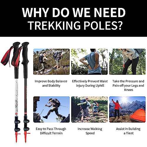 Naturehike Trekking Pole, Ultra-Light(185g) Telescopic Aluminum 7075 & Carbon Fiber Trekking Pole for Walking, Hiking, Climbing and Outdoors