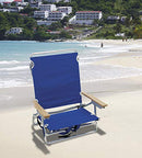 Rio Brands 5 Position Classic Lay Flat Beach Chair with Backpack Straps, Blue, 8.5"