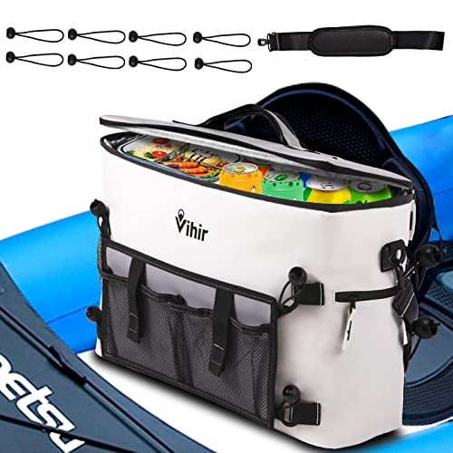 Vihir Kayak Cooler Behind Seat, Waterproof Kayaking Cooler fits Lawn Chair Style Kayak Seat, Kayak Cooler Bag for Kayak, Beach, Hiking,Lunch, Trips,Fishing, Keep Cold All Day