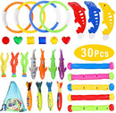 ZCOINS 30pcs Diving Pool Toys Underwater Swimming Pool Game Kit Diving Rings, Diving Sticks, Diving Fish, Diving Sharks, Diving Seaweeds, and Diving Gems Under Water Games