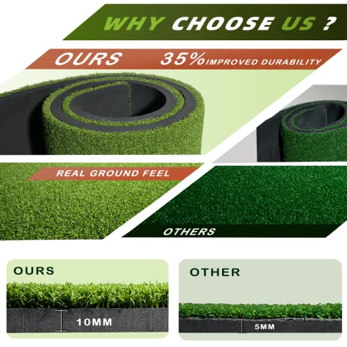 OCAEIW Golf Mats Practice Outdoor, Hitting Mat, Home Turf for Indoor, Chipping Game Training Aids with 9 Balls, 7 Tees-Gifts Men/Golf Lovers/Beginner Green 5x3ft pro