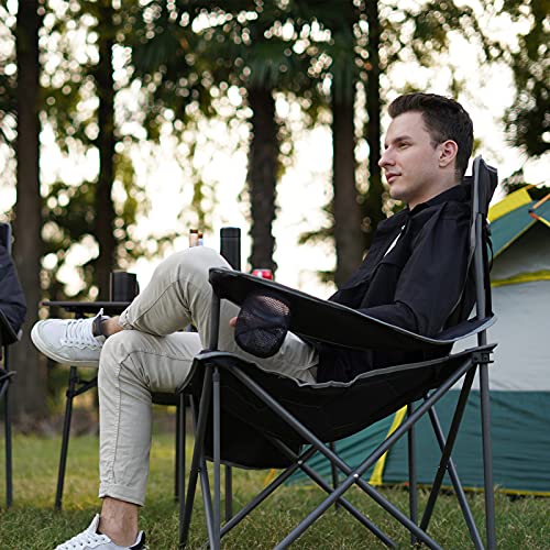 SunnyFeel XL Oversized Folding Camping Chair, Heavy Duty Padded Camp Chairs, Portable with Armrest for Tall People Outdoor/Beach/Travel/Picnic (Grey)