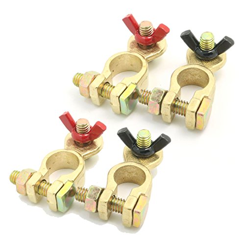 NUZAMAS Set of 2 Battery Terminals Isolators Motorcycle Truck Van Caravan Battery Master Connectors Dis Connectors with Wing Nut 12 / 24V Battery Clamps