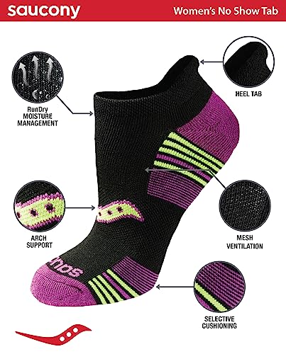 Saucony womens Performance Heel Tab Athletic (8 & 16 Pairs) Running Socks, Black Assorted Pairs), Small-Medium US