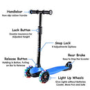 Kids Kick Scooters for Toddlers Boys Girls Ages 2-5 Years Old, Adjustable Height, Extra Wide Deck, Light Up Wheels, Easy to Learn, 3 Wheels Scooters, Blue