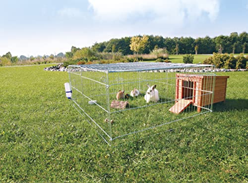 TRIXIE Enclosed Outdoor Run- 34 cu. ft., Galvanized Metal Cage, Portable Pen for Rabbits or Guinea Pigs