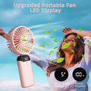 Mini Portable Fan, Mini Fan Personal Fan Handheld Fan USB Rechargeable Small Fan Foldable Desk Fan with 5 Speeds Ideal for Travel/Outdoor/Camping (Pink 02)