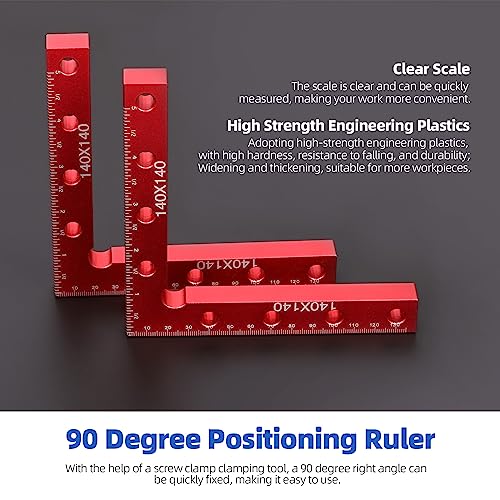 Glarks 18Pcs 90 Degree Positioning Squares Kit, 5.5" x 5.5" Right Angle Corner Clamps Aluminum Alloy Positioning Clamps Carpenter Clamping Tool with Clamp woodworking tools for Frame Cabinet Box