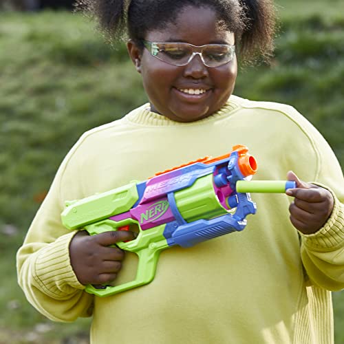 Nerf Mega CycloneShock Toy Blaster, Cybershock Color Style, 6-Dart Drum, 6 Nerf AccuStrike Mega Darts, Easy Priming (Amazon Exclusive)