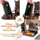 Wood Phone Docking Station Ash Key Holder Wallet Stand Watch Organizer Men Gift Birthday Nightstand Purse Tablet Watch