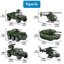 Hautton Diecast Toy Vehicles, 6 Pack Alloy Metal Action Toys Model Cars Playset Tank, Jeep, Panzer, Attack Helicopter, Anti-air Vehicle, Scout Helicopter for Kids Boys Toddlers