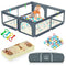Baby Playpen with Mat 180×150cm, Baby Play Pen Extra-Large Playpens Play Mat with 50 Balls Pit, 4X Handlers, Baby Playmat, Basket Net for Toddler Babies with Breathable Mesh, Christmas Gifts
