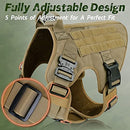 Rabbitgoo Tactical Dog Harness for Large Dogs, Military Dog Harness with Handle, No-Pull Service Dog Vest with Molle & Loop Panels, Adjustable Dog Vest Harness for Training Hunting Walking, Tan, L