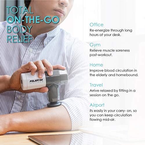 Muscle Massage Gun - Mini Hand Held Massager, Portable Massage Tool, Deep Tissue Percussion Cordless Massager – with 4 Heads for Different Muscle Groups POLARYAK - Spectrum
