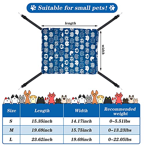 2 Pieces Reversible Cat Hanging Hammock Soft Breathable Pet Cage Hammock with Adjustable Straps and Metal Hooks Double-Sided Hanging Bed for Cats Small Dogs Rabbits and Other Small Animals (Medium)