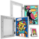 2Pcs Kids Art Frame A4 Front Opening Artwork Display Storage Frames with Stand Wooden Kids Art Display Frame for 100 Pictures Horizontal and Vertical Display for Crafts Drawing 3D Artwork(white)