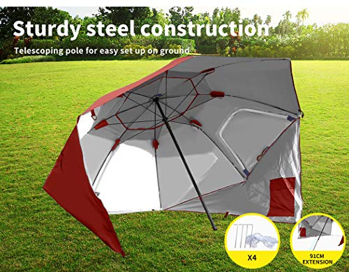 Mountview Beach Umbrella Outdoor Umbrellas Garden Sun Shade Shelter 2.13M Red