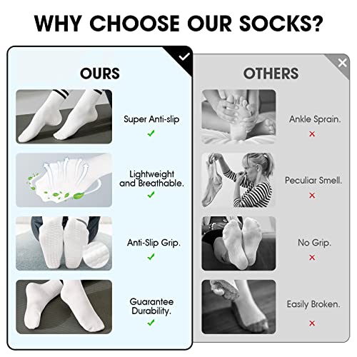 Pilates Socks with Grips for Women, Non Slip Grip Socks for Yoga, Barre,  Ballet, Dance, Barefoot Workout, Hospital