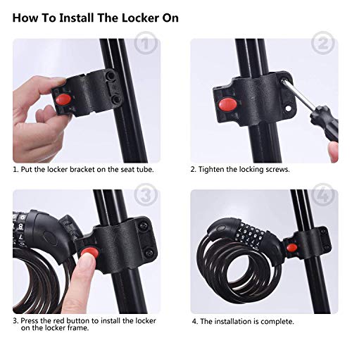 YIZHUO Bike Lock Cable,4 Feet High Security 5 Digit Resettable Combination Coiling Bike Cable Lock,Bicycle Cable Lock for Bicycle Outdoors, 1.2mx12mm (Black)