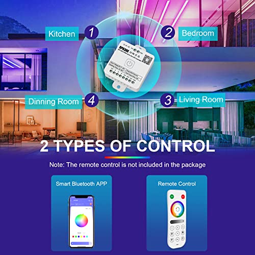 Aroidful SP630E LED Music Controller, SPI+5-Channel PWM All in One 5-24V LED Controller with Multiple Music Modes, Mobile Phone and Bluetooth Control for RGB Strips and Hybrid Lights