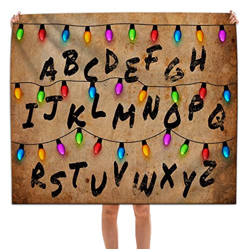 ZHIEND Warm and Cozy Movie Themed Blanket,Stranger Letter Things Blanket,Christmas Lights Alphabet Throws,Soft Plush Microfiber Kids Blanket for Boys Girls All Seasons Birthday Gifts（Alphabet）