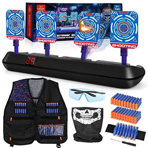 Lehoo Castle Nerf Target, Electronic Shooting Target for Nerf Gun Foam, Digital Target 4 Dart, Nerf Tactical Vest Kit for Boys and Girls