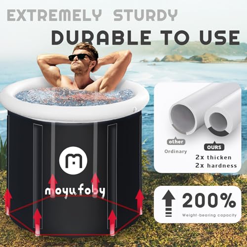 Cold Plunge Tub Outdoor Ice Bath Tub for Athletes with Cover, Portable Inflatable Bathtub for Hot Bath Ice Bath, 92.4 Gallons Large Bath Tub Adult Soaking Tub