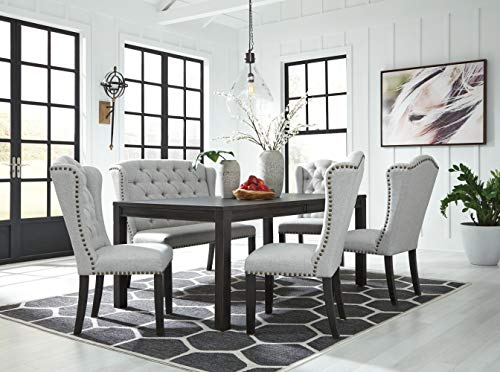 Signature Design by Ashley Jeanette Traditional 20" Tufted Upholstered Wingback Dining Chair, 2 Count, Light Gray